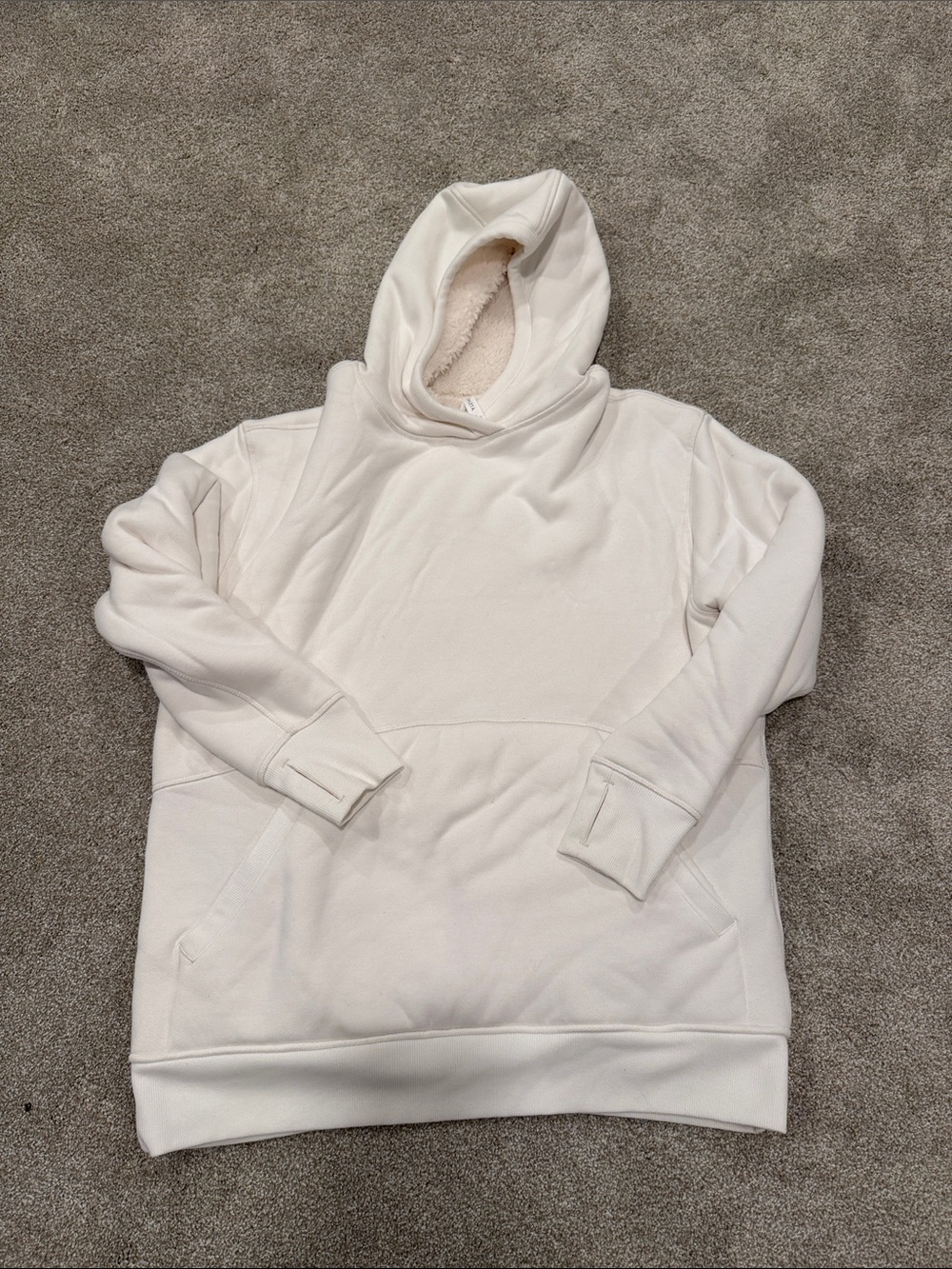 Athleta women’s large Cream Hooded Crewneck Sweatshirt- fleece lined. Very warm